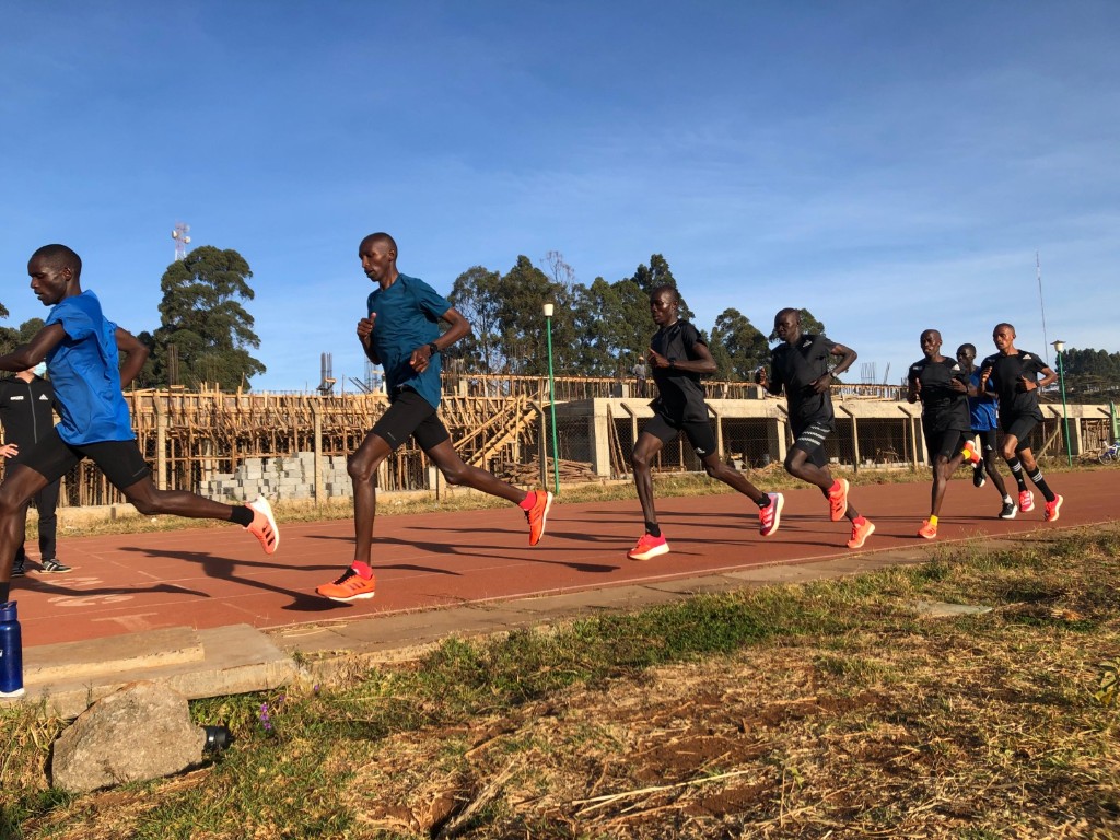 Runners training on the track in Iten